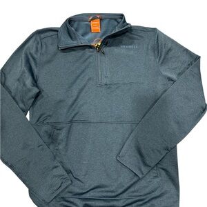 Merrell Mens Quarter Zip Pullover Fleece Jacket Blue Heather Small